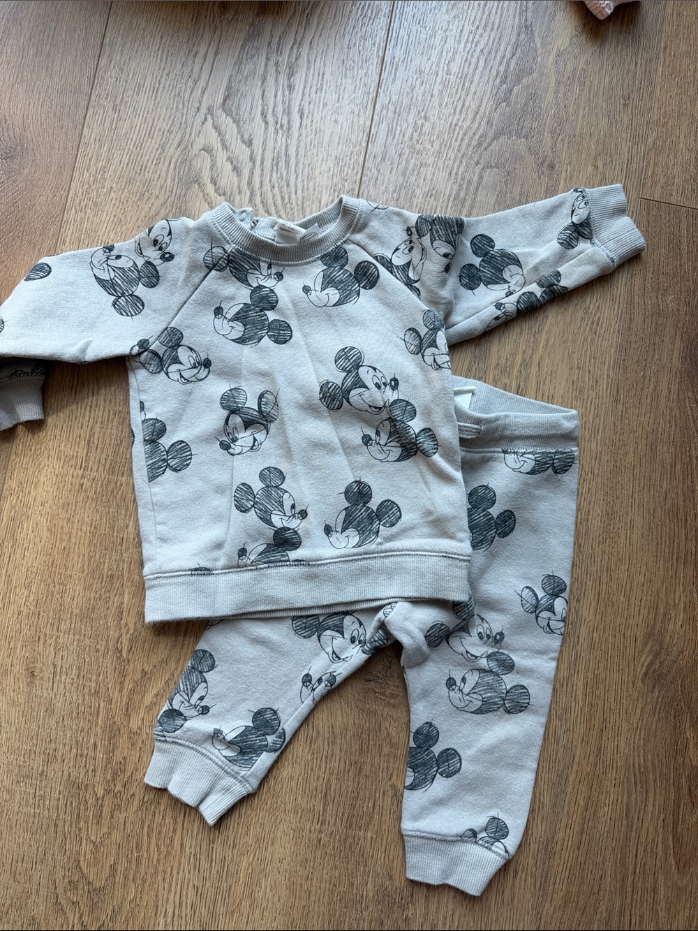 Gray H & M Mickey Mouse Print Kids Sweatshirt Set 9 months